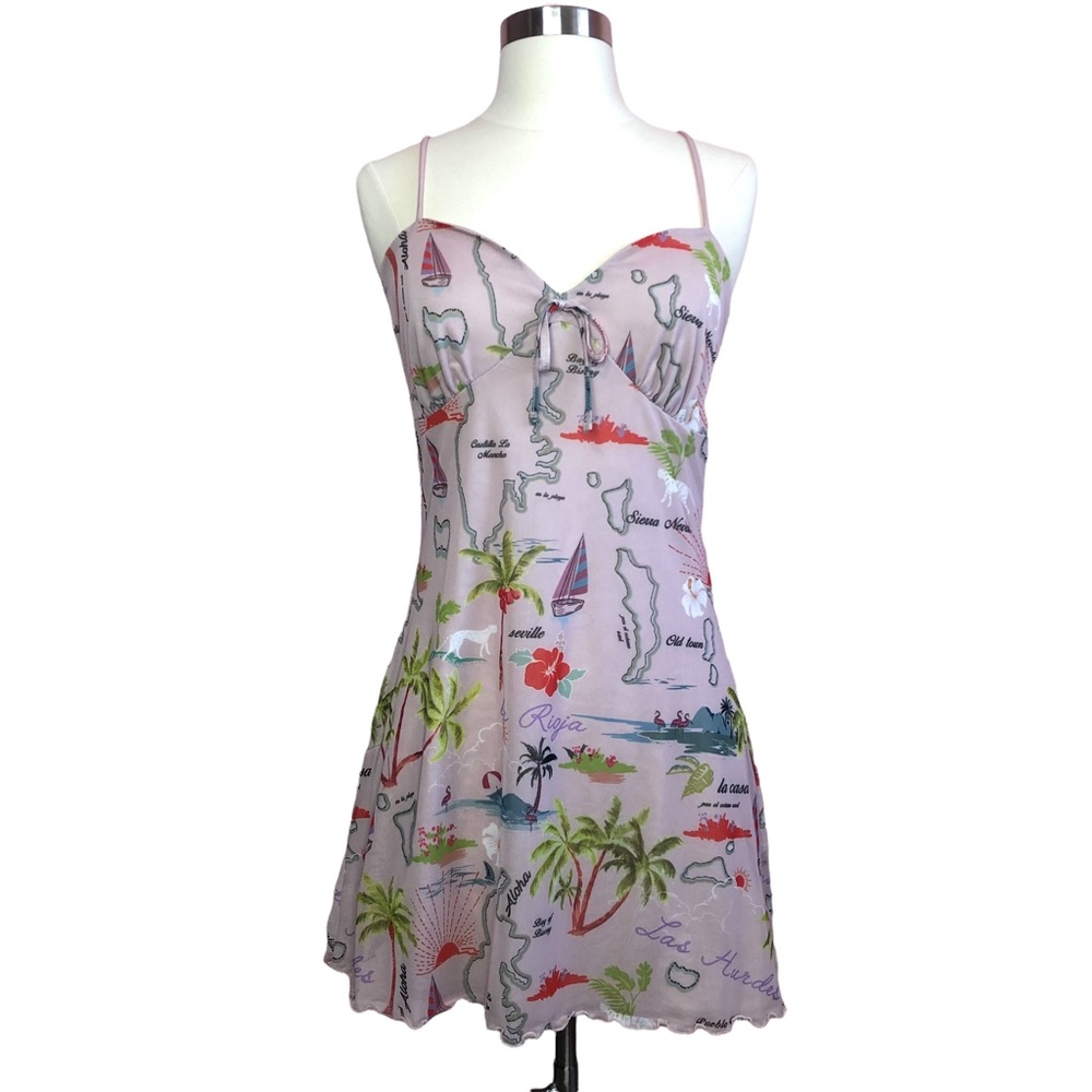 Urban Outfitters Elodie Holiday Islands Mesh Stretch Mini Dress- Medium